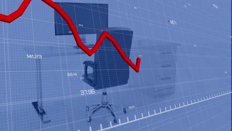 Animación-Del-Procesamiento-De-Datos-Estadísticos-A-Través-De-La-Red-Grid-Contra-El-Escritorio-De-Oficina