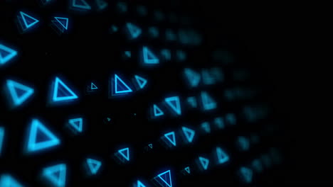 blue techno neon laser triangle abstract background. glowing decorative loop animation.