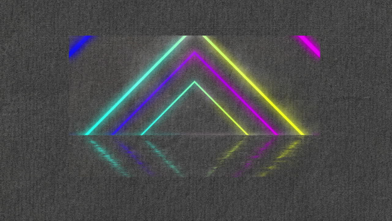 회색 배경 에 있는 다채로운 네온 삼각형 의 애니메이션