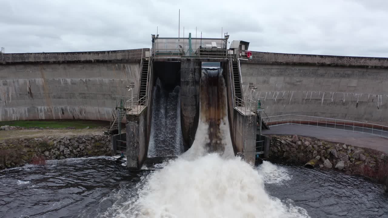 Vertical Lift Dam gates release water from the popular recreational lake