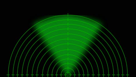 Primer-Plano-De-La-Pantalla-De-Animación-De-Radar-Verde-Sobre-Fondo-Negro