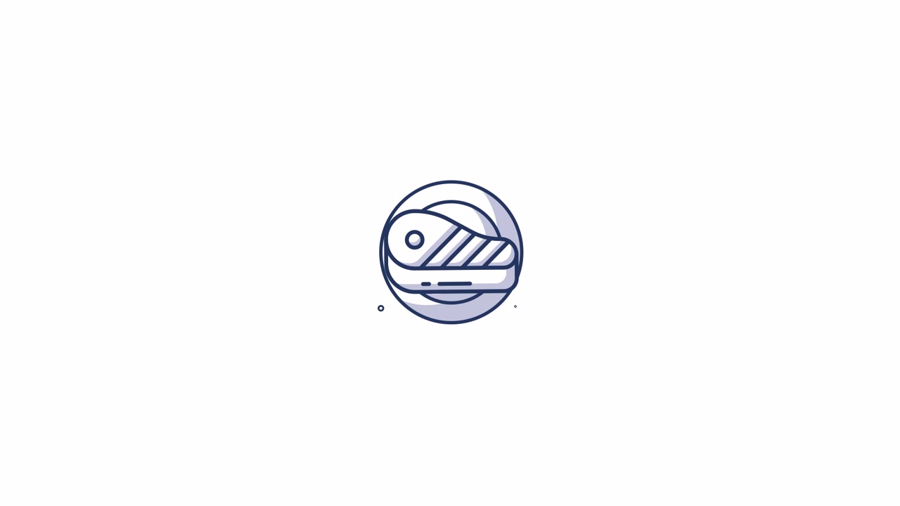 Animated Line Icon of Steak on a Plate
