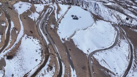 snowy mountain winding road