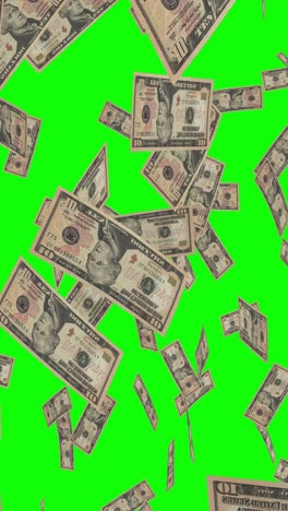 animación de dinero cayendo en pantalla verde