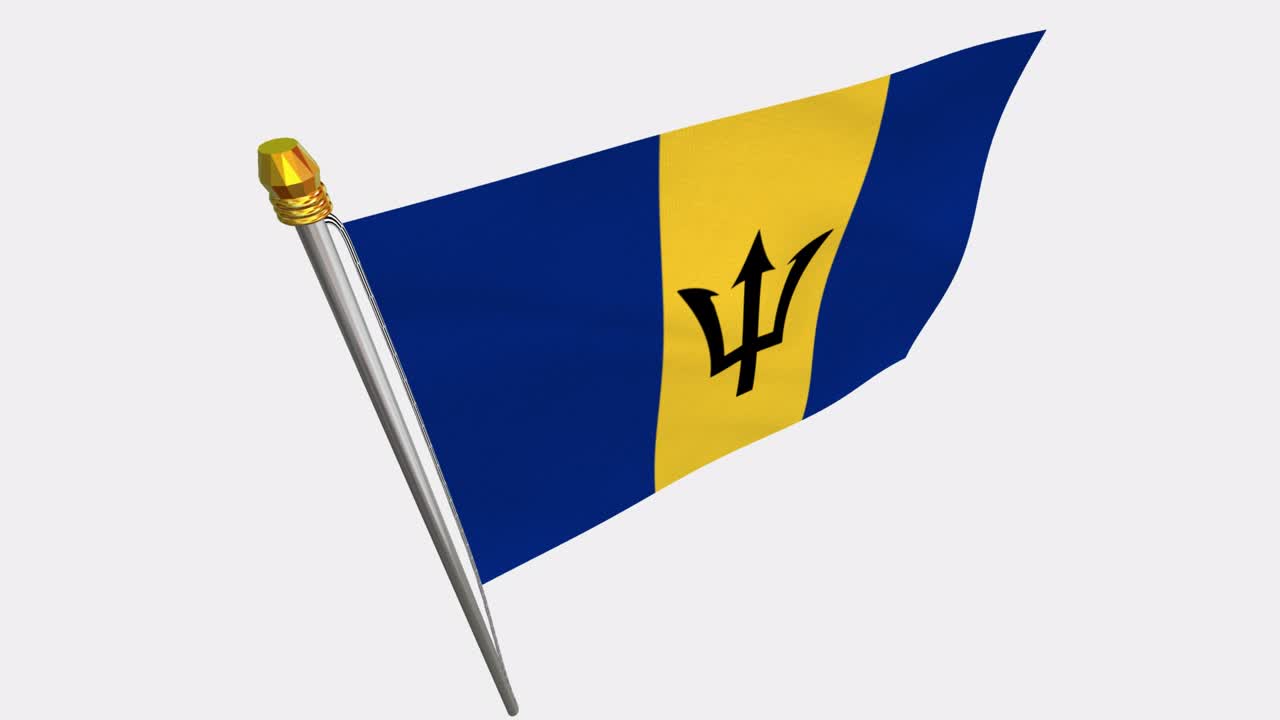 video de bucle de la bandera de barbados revoloteando en el viento, video en cámara lenta de 4k, con canal alfa
