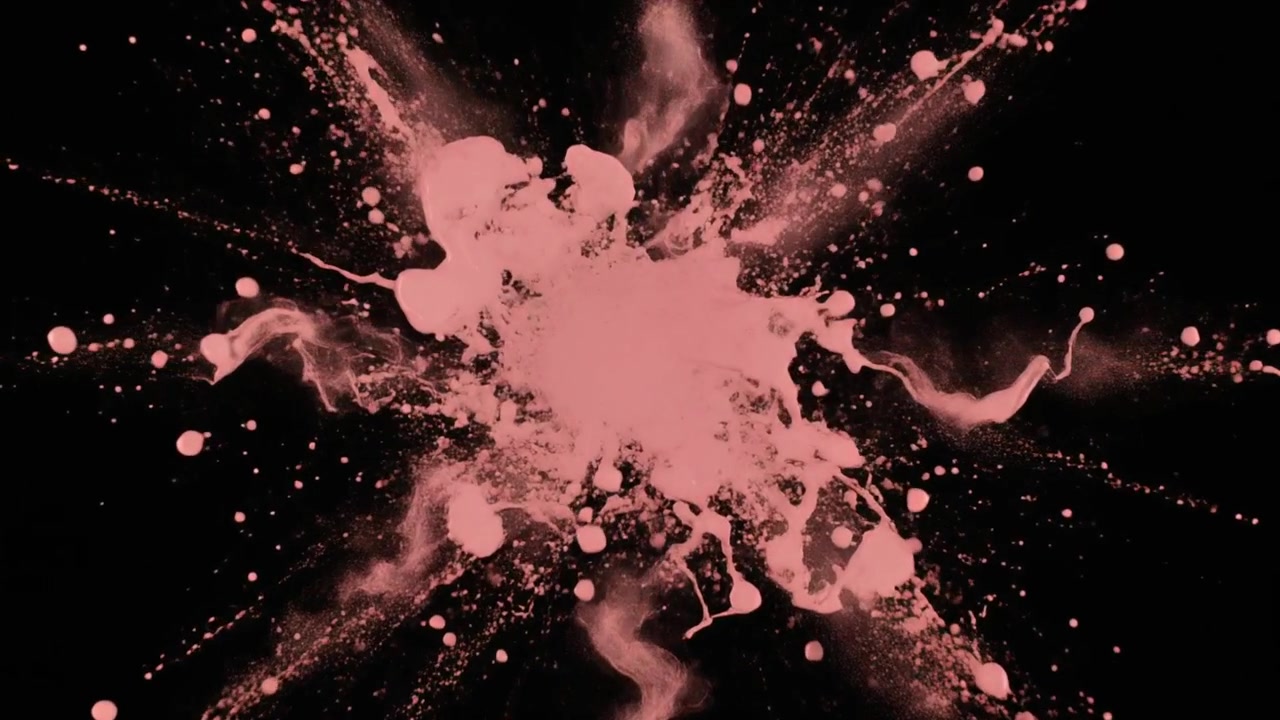 Pink pudeksplosion på sort baggrund