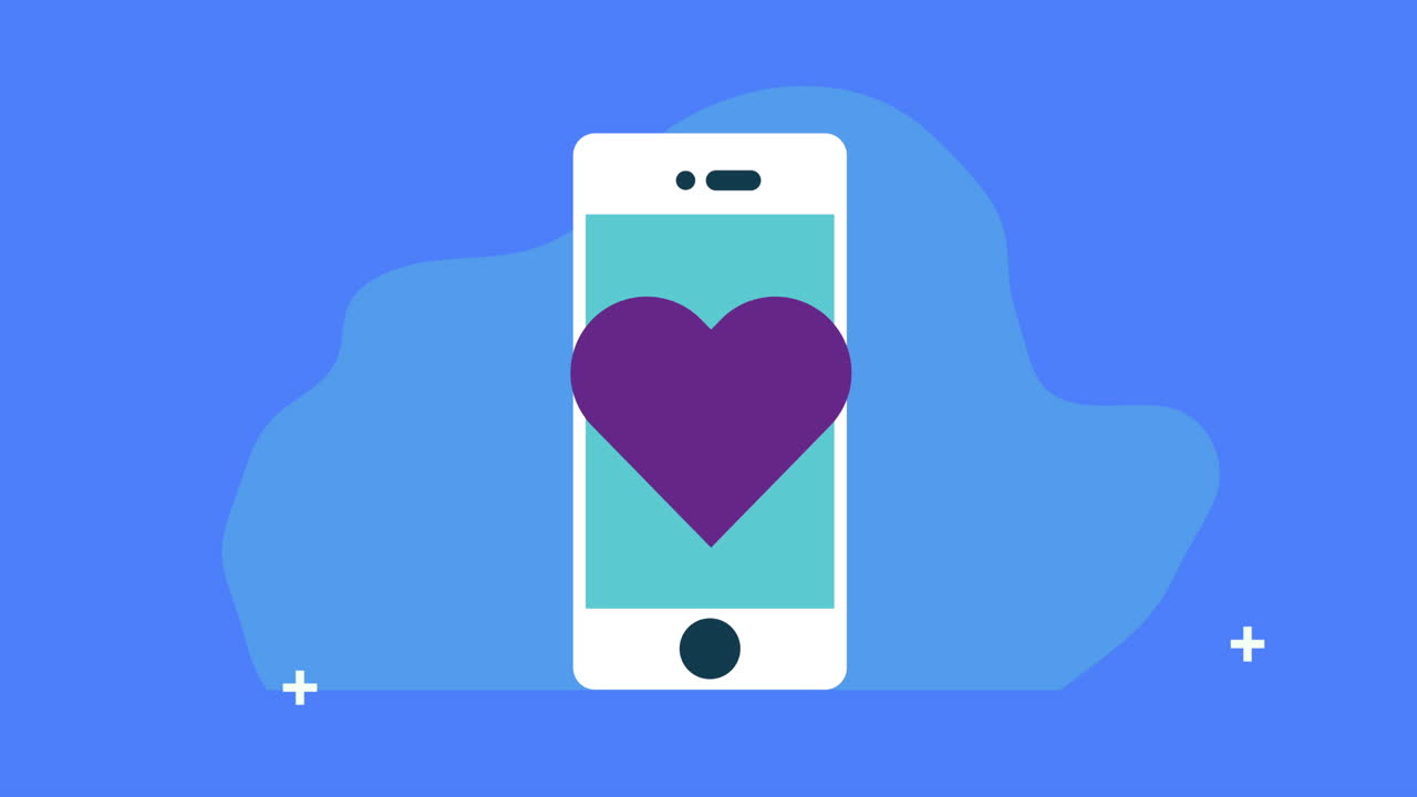 smartphone with heart telemedicine app animation