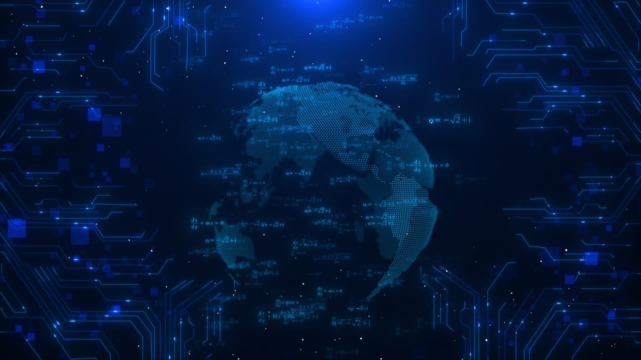 3d earth globe rotation computer binary data network background global network connection