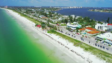 Aerial-view-of-Pass-a-Grille-beach-near-The-Don-Cesar-in-St