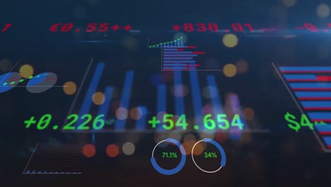 Animación-De-Datos-Del-Mercado-De-Valores-Sobre-Luces-Borrosas-De-La-Ciudad