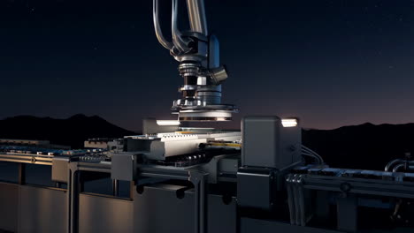 precision robotic manufacturing under a starry night sky