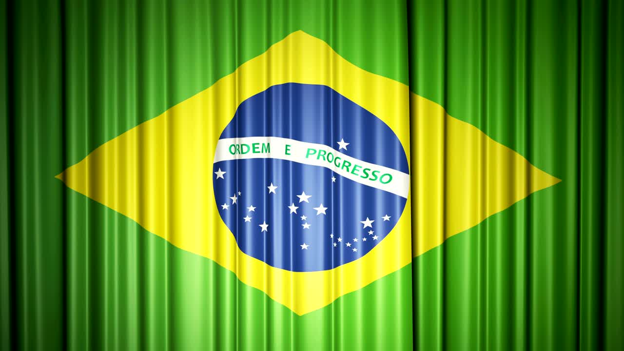 브라질 발: 발과 함께 커튼을 열고 닫는 3d 애니메이션