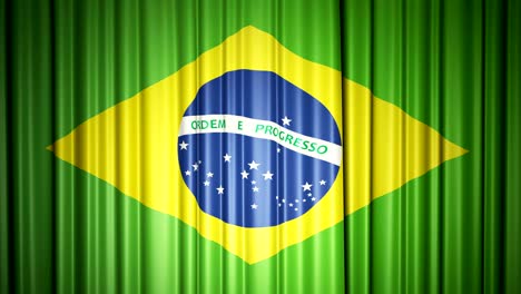 bandera de brasil. animación 3d de apertura y cierre de cortinas con bandera. 4k