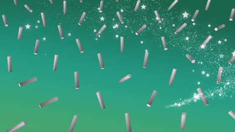animación de estrellas sobre el espacio verde con cilindros giratorios