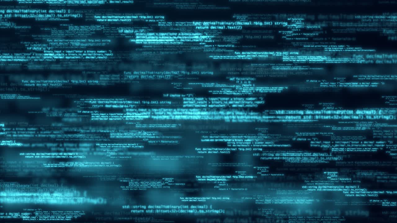 Dark Blue Matrix: Cybersecurity Concept with Hacking Code and Artificial Intelligence
