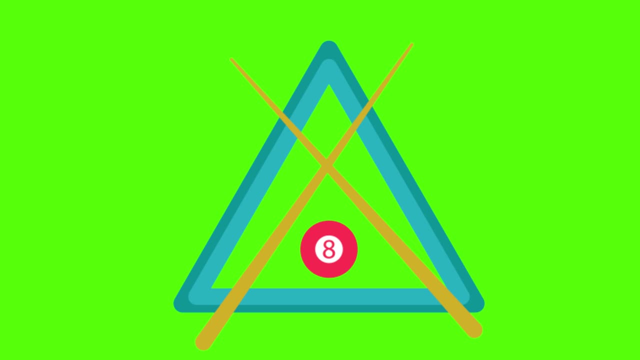 녹색 화면 배경에 있는 빌리어드 장비