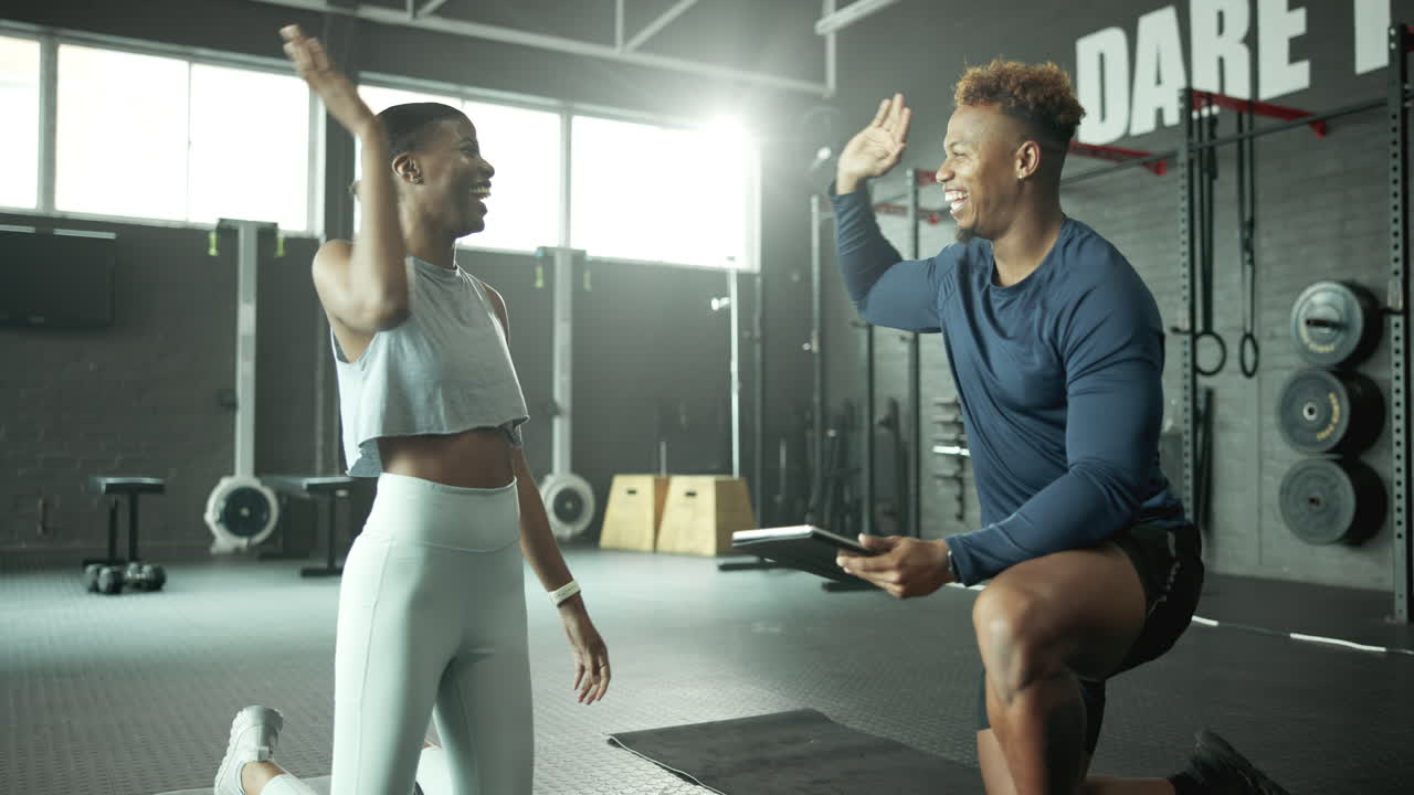 Fitness training with personal trainer