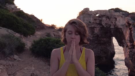 girl meditating in es pontas in mallorca