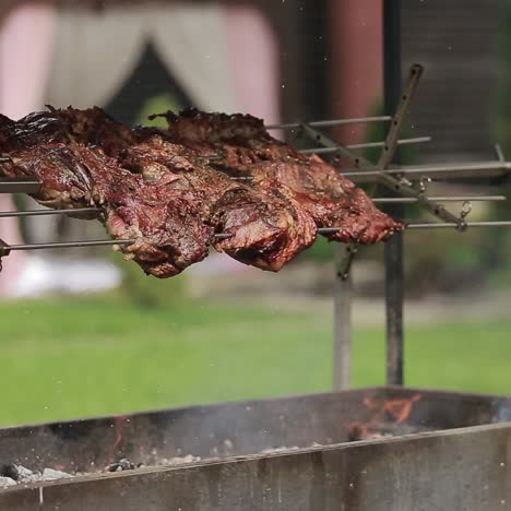 bistec en la parrilla con llamas