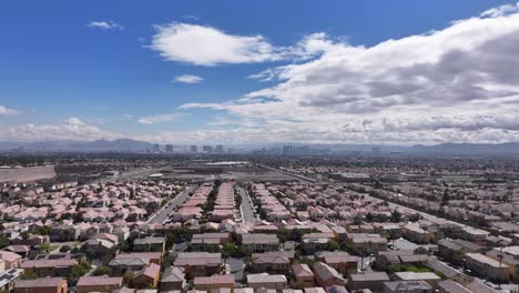 timelapse drone show over las vegas suburbs on a sunny day