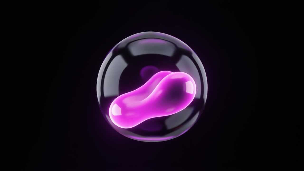 Glowing Magenta Blob Morphing Inside a Transparent Sphere