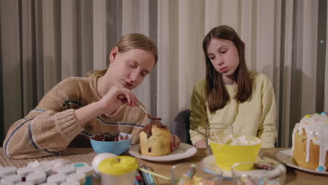 sisters decorating easter bread