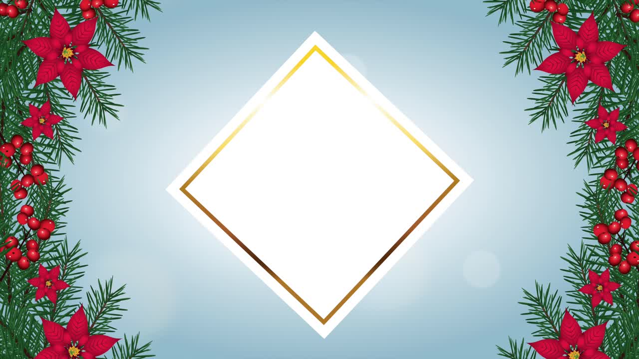 잎과 꽃으로 메리 크리스마스 프레임