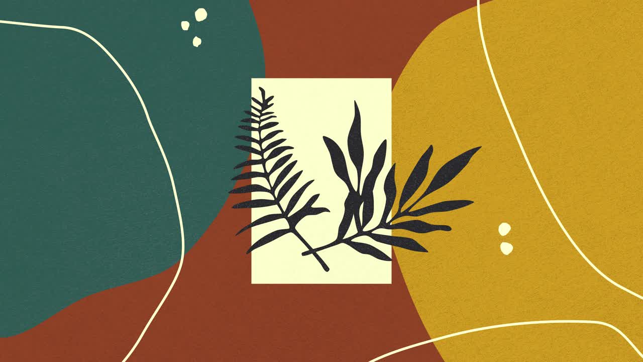 Retro Minimalist Colorful Leaf Background