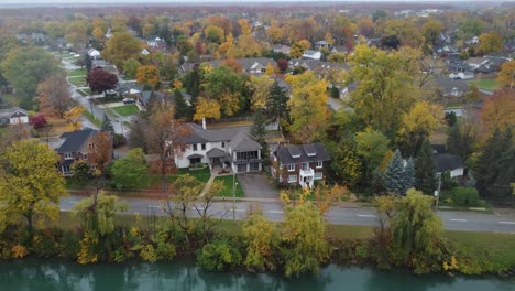 over view of road during fall season near niagara falls canada