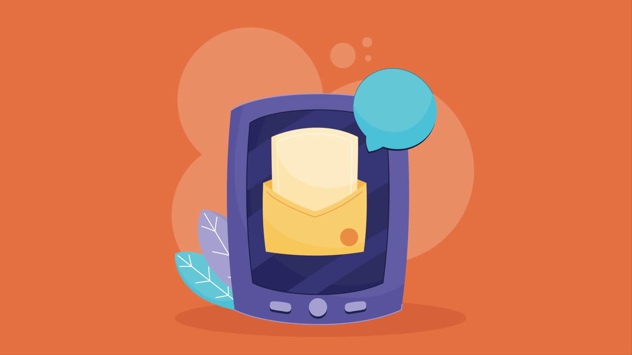 dispositivo de tableta con animación de sobre