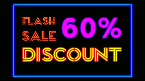 Neon-light-text-flash-sale-60-percent-Discount-on-black-background-black-friday,big-sale-event-for-shop,retail,-resort,bar-display-promotion-business-concept