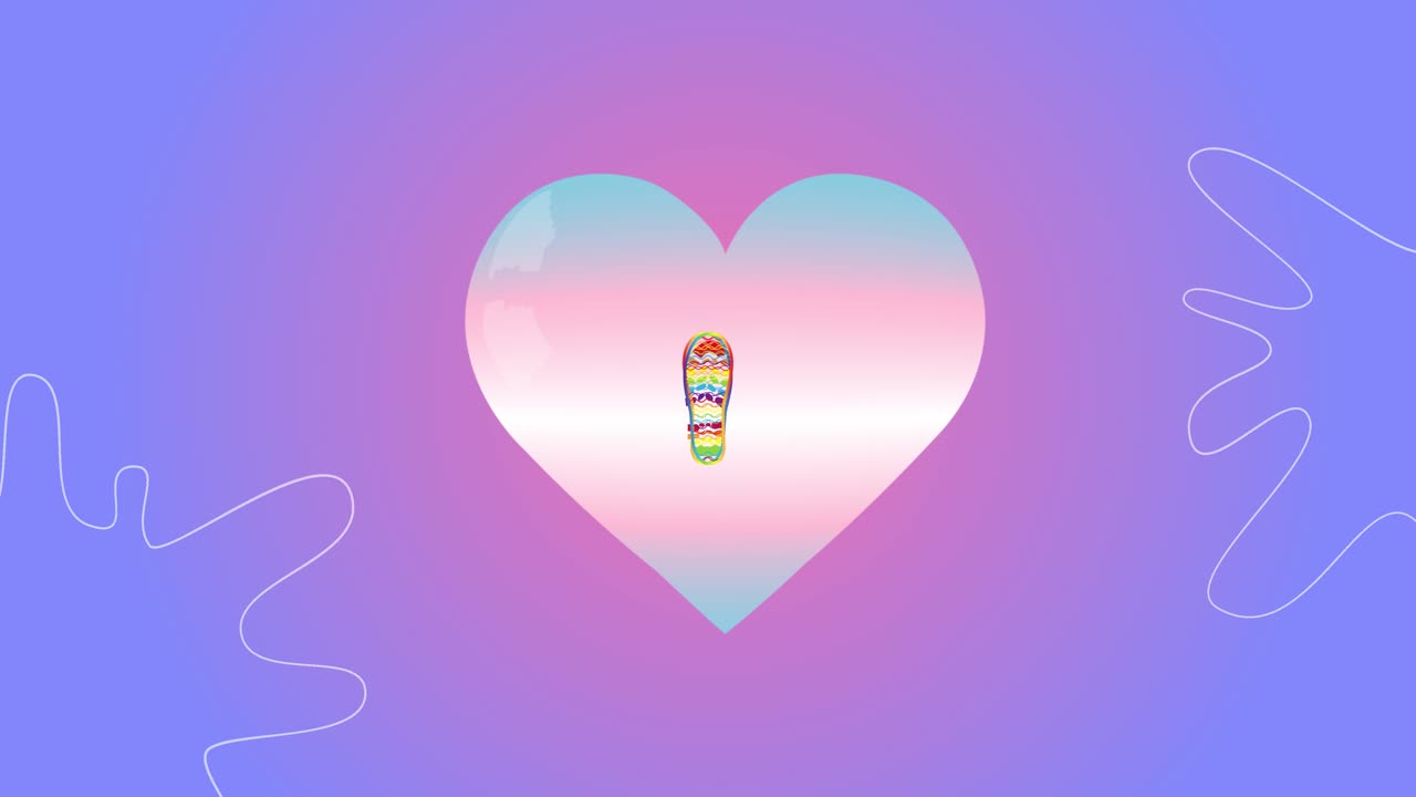 Hearts appearing on colorful background, 2d animation