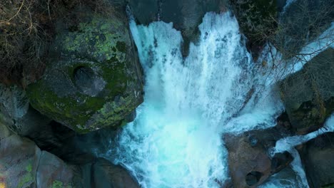 overhead view of gushed cascades over fervenza da noveira nature preserve in spain