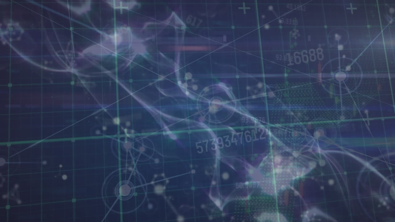 바이올 ⁇  디지털 공간 위의 연결, 데이터 및 아이콘의 애니메이션