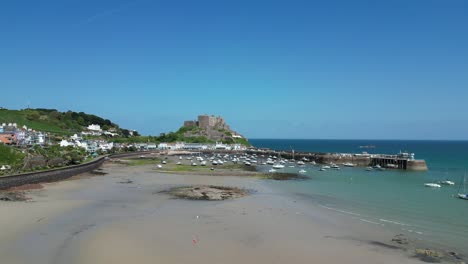 gorey town and harbour jersey channel islands drone,aerial