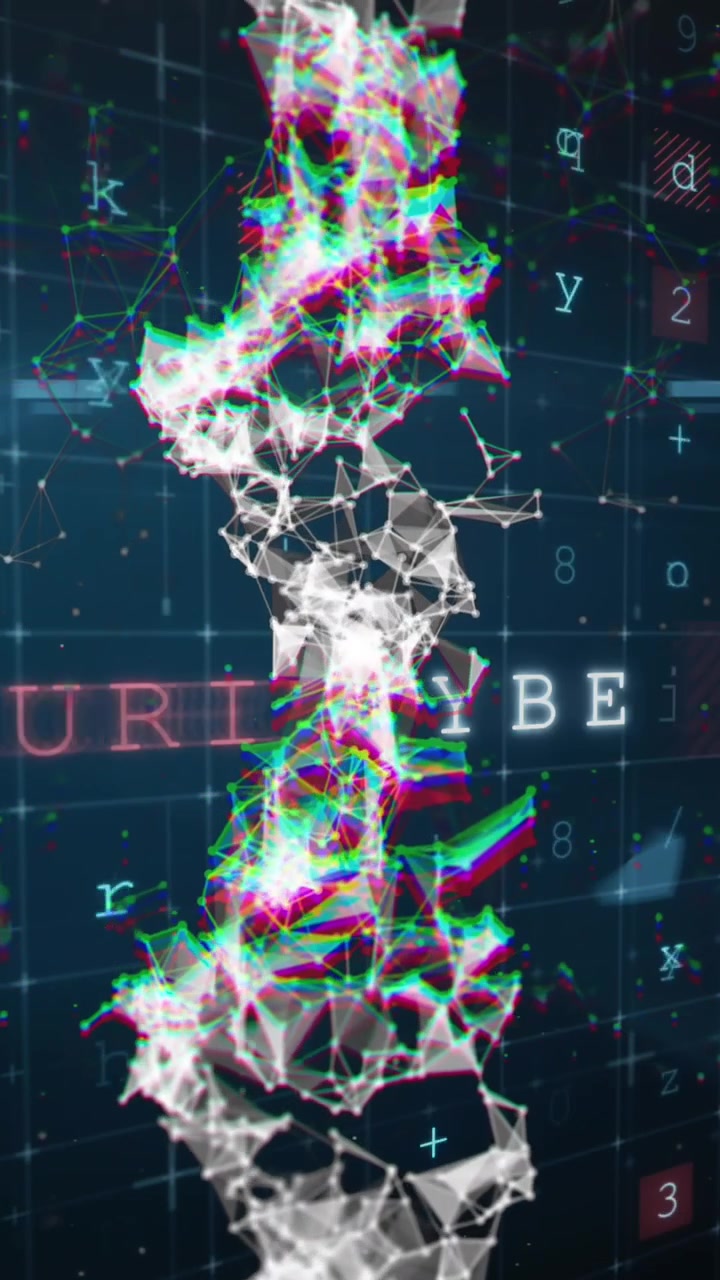 Animation of dna, firewall and scanning over navy background