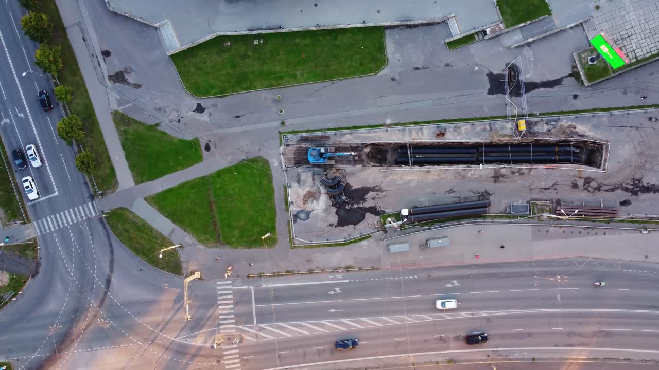 Groundwork, Sewage, And Water Plumbing Systems Being Installed In The Early Phase Of A New Construction Project In Purvciems, Riga, Latvia.