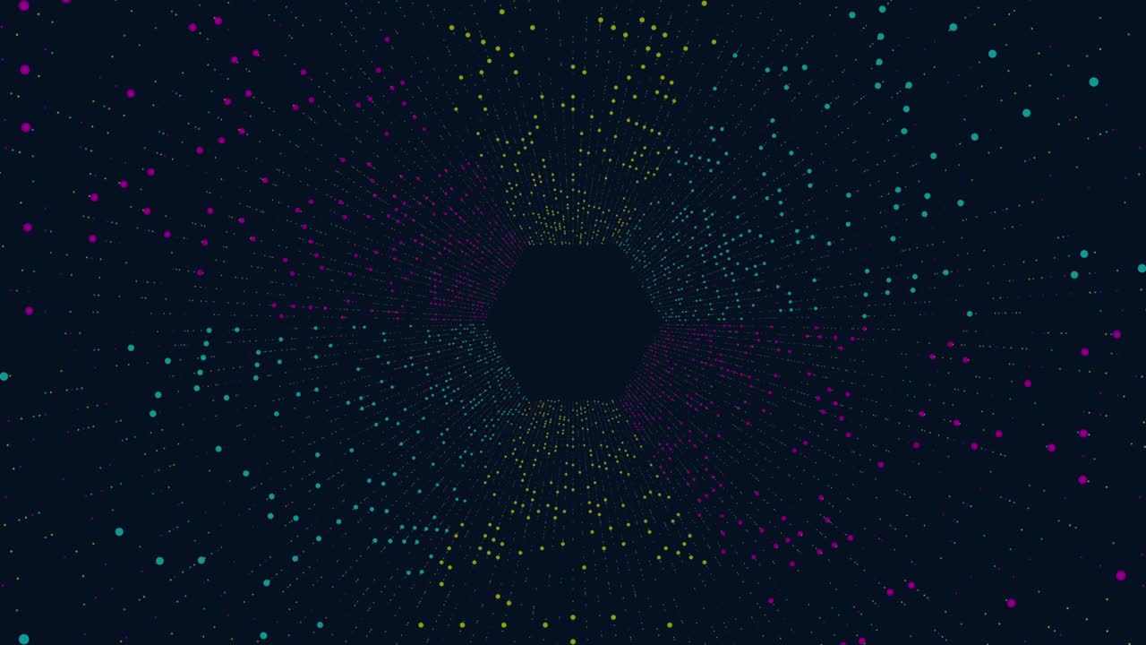 Motion hexagons with rainbow lines and dots