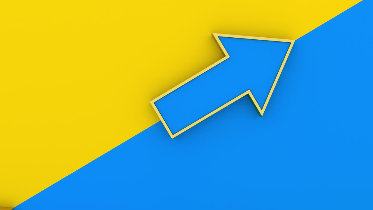 flecha hacia arriba en medio de fondo combinado azul y amarillo