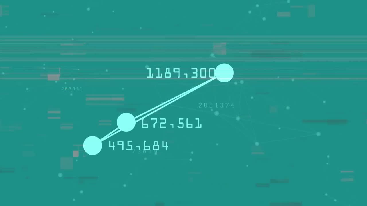 녹색 배경에 연결 네트워크, 오류 및 숫자의 애니메이션