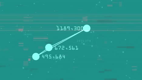animación de la red de conexiones, fallos y números en fondo verde