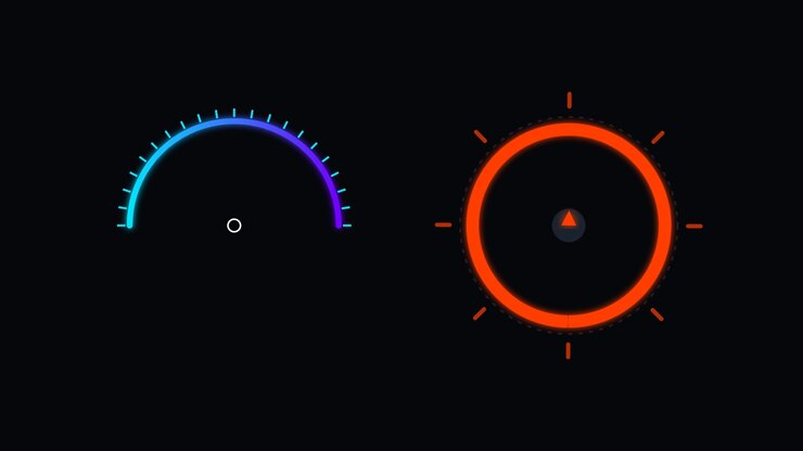 Abstract Digital Interface with Animated Loading Gauges