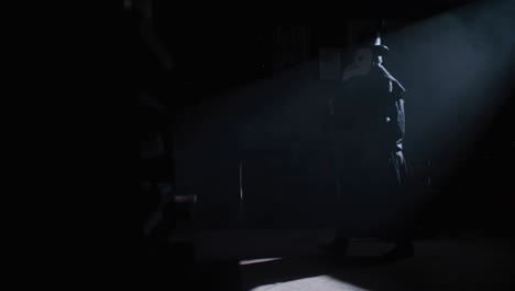 plague doctor in a dark room