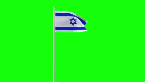 israel flag waving on green screen. seamless 4k resolution animation of israel symbol. chroma key animation.