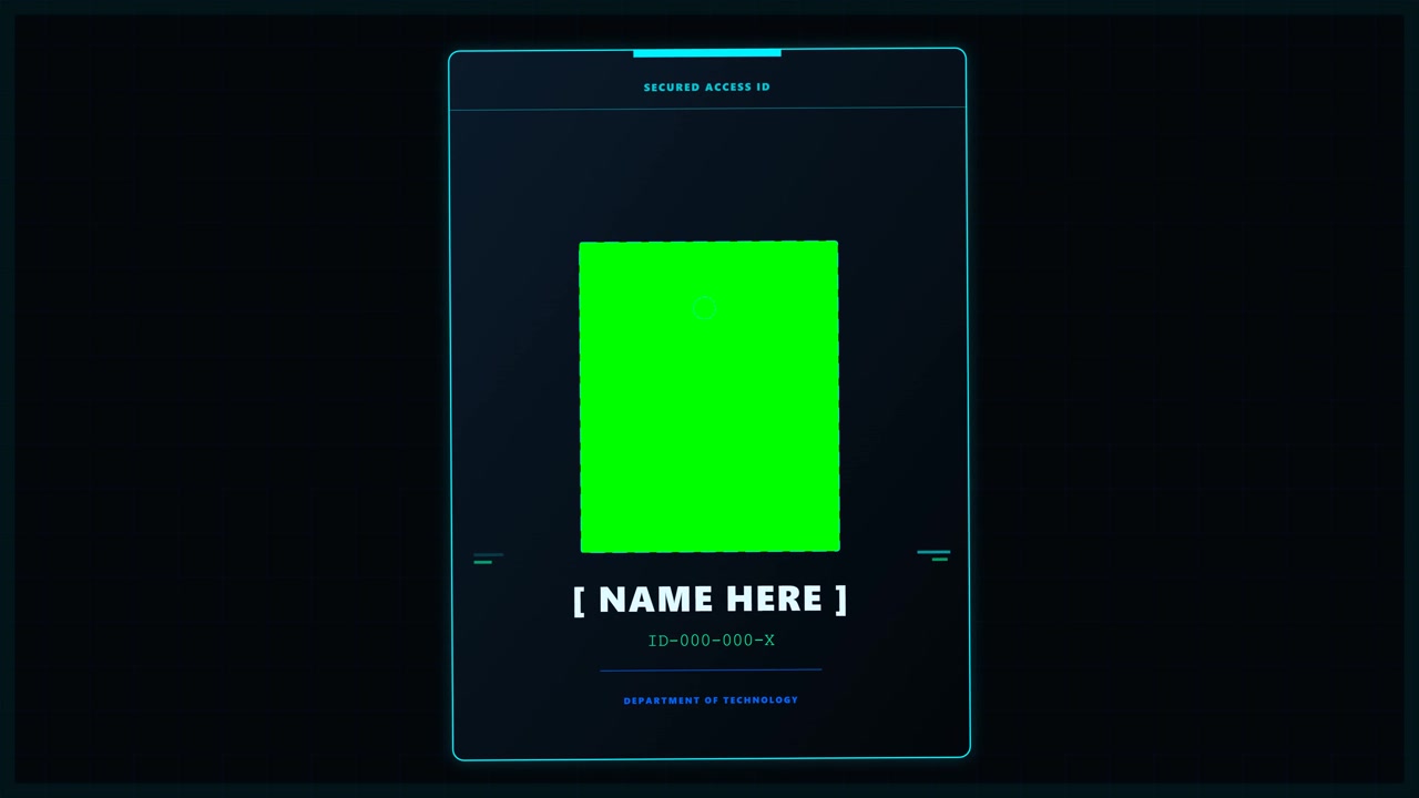 Digital Security Identification Card Template with Green Screen Placeholder