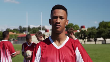 rugby player looking at camera