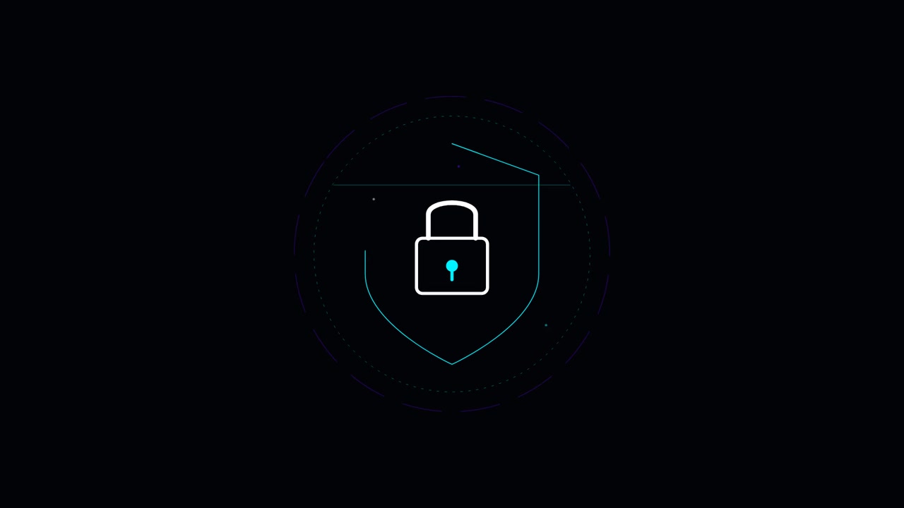 Digital Security Icon Animation with Shield and Padlock