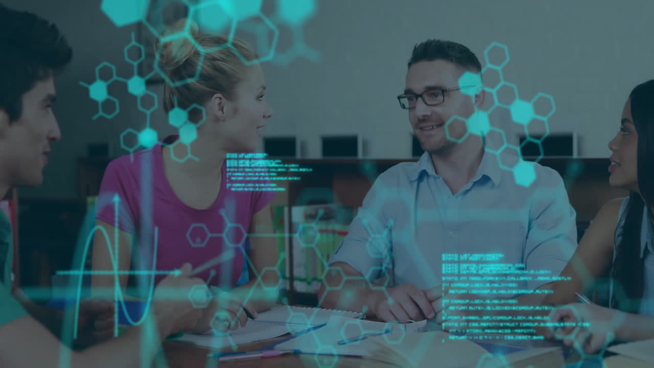 animación de fórmulas químicas y procesamiento de datos en diversos estudiantes que aprenden juntos
