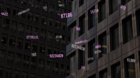 animation of falling numbers over cityscape