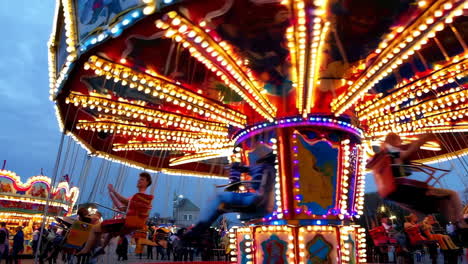 night swing ride at a lively carnival